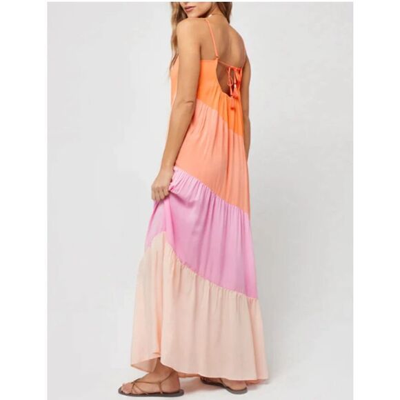 NWT L*Space Leona Maxi Dress in Peche Punch Large Revolve - Picture 6 of 14